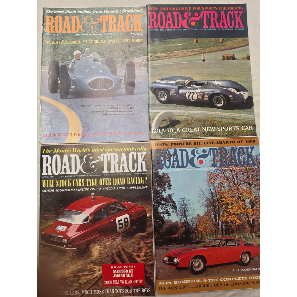 Road & Track Magazine Lot 20 Issues 1962-1966 Porsche Shelby Ferrari Good